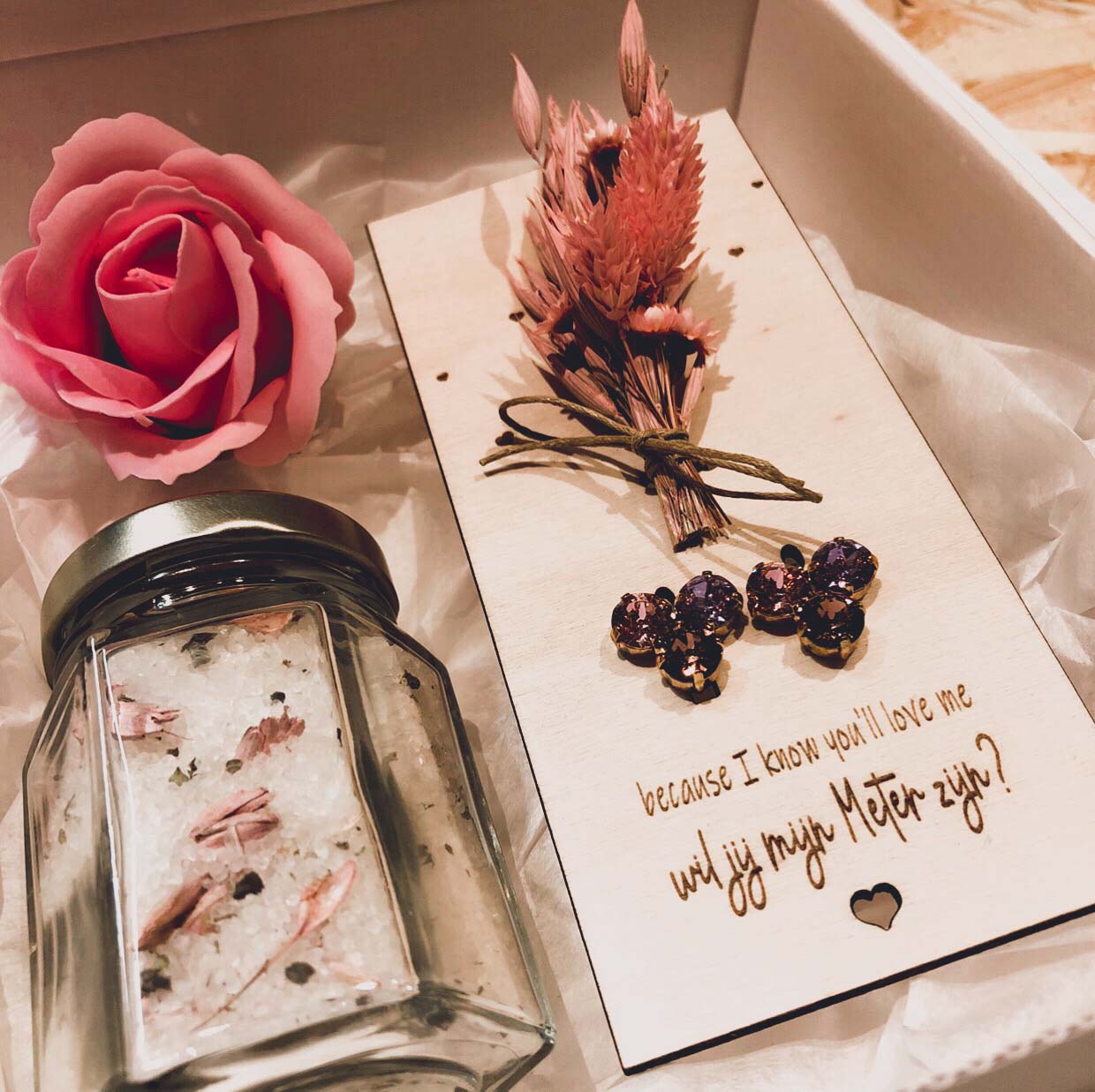 geschenkbox meter vragen swarovski roze