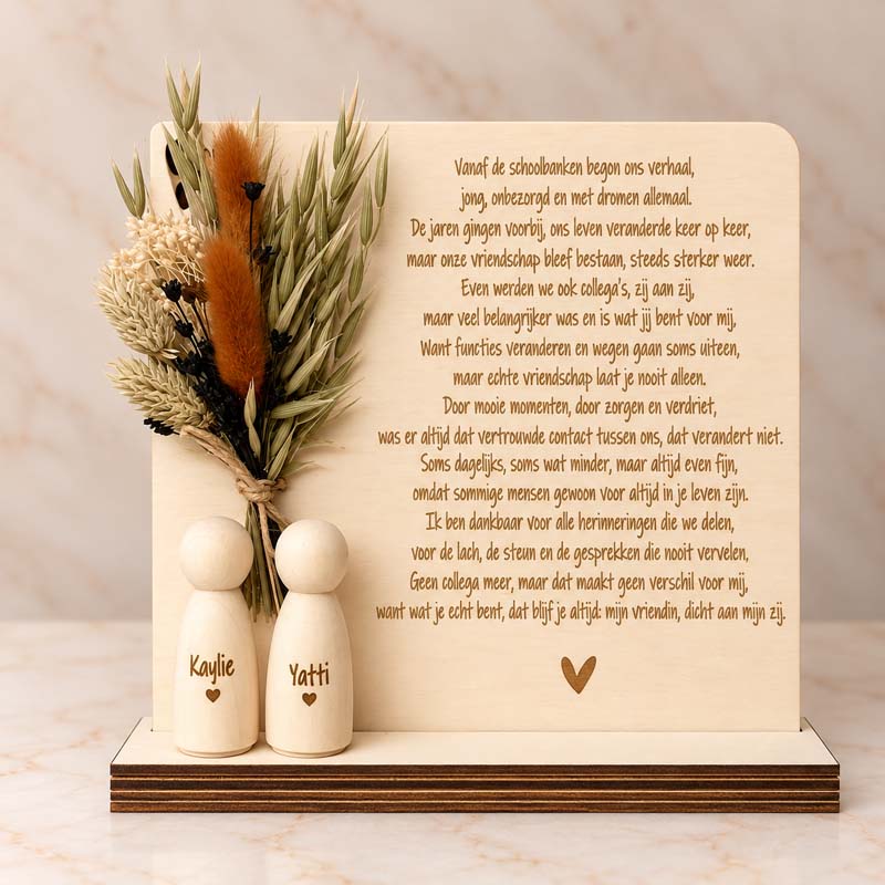 handgemaakt vriendschapsbord met gedicht