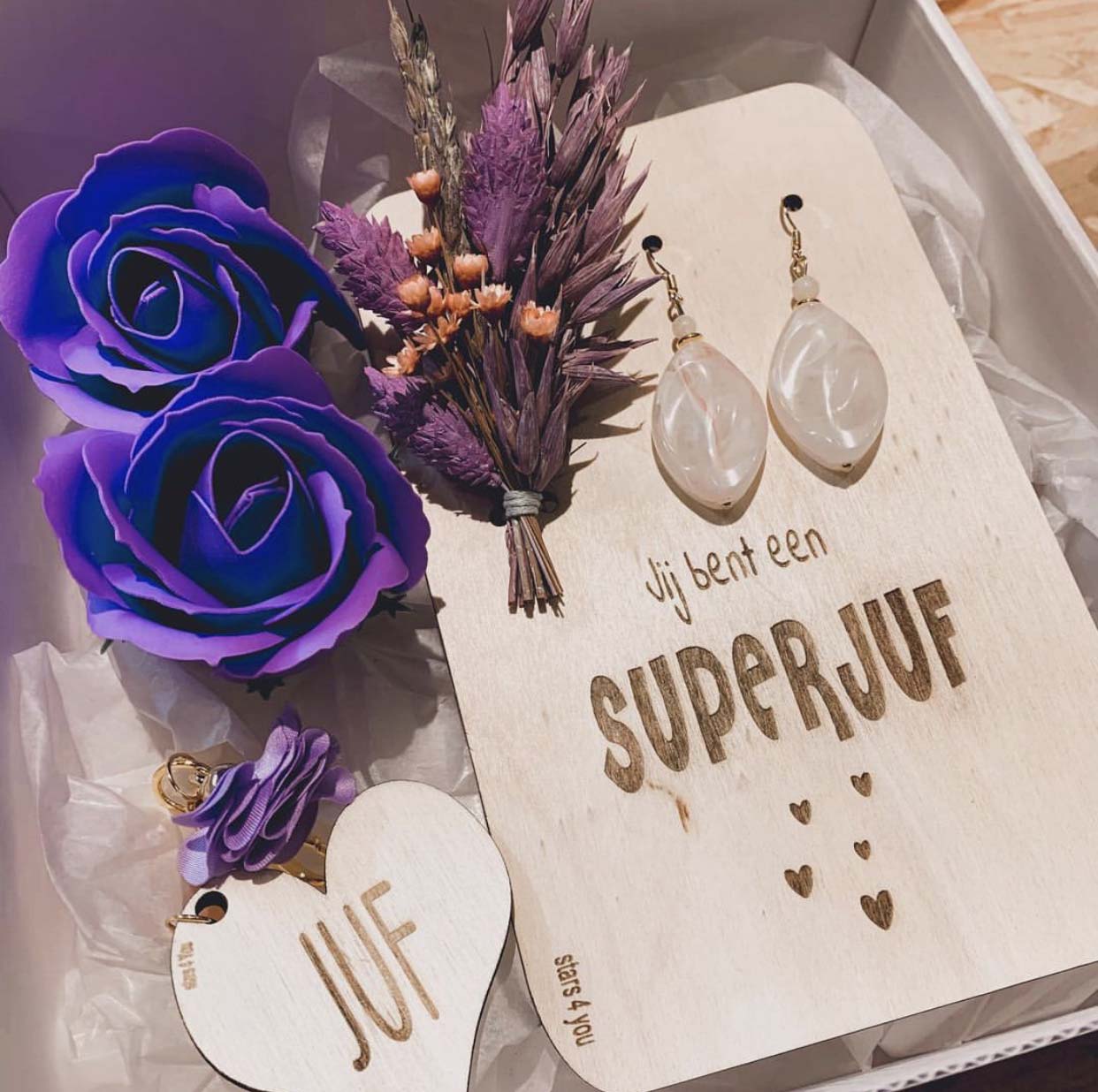 geschenkbox superjuf paars