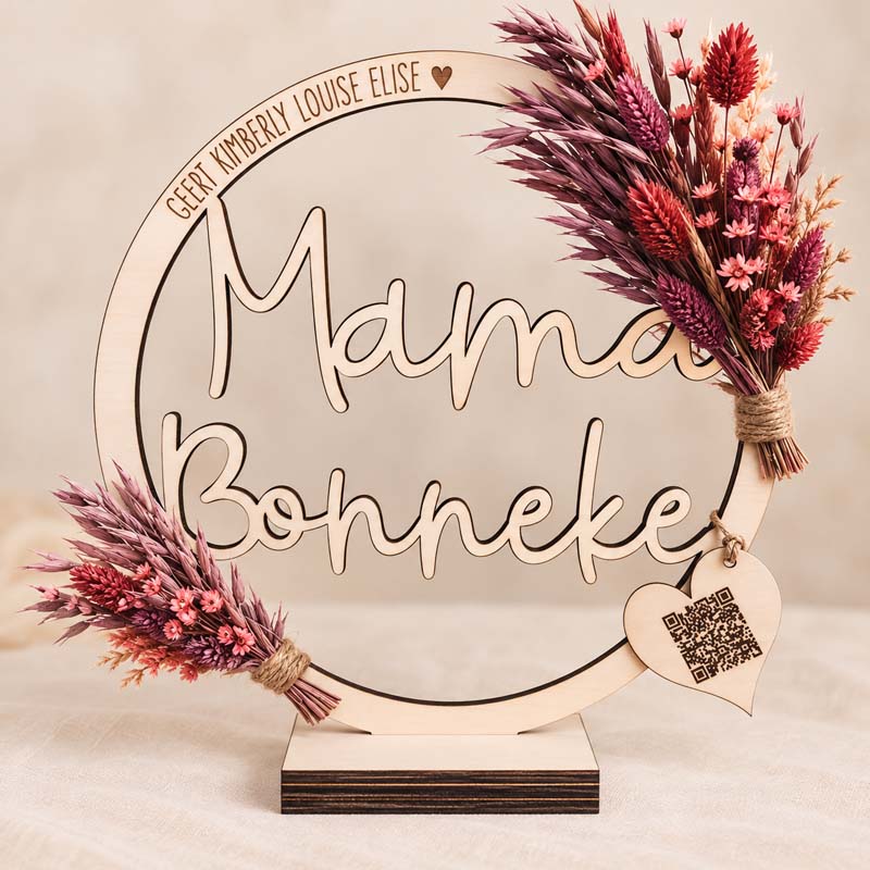 houten ring met mama bonneke-tekst
