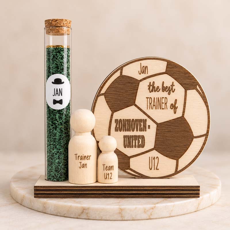 houten voetbaltrainerset voor jan